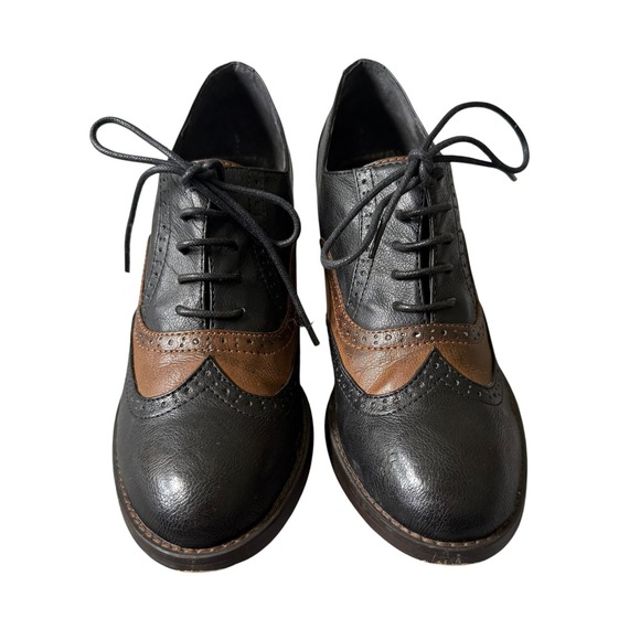 Jeffrey Campbell Vintage Williams Black/Brown Wingtip Oxford Heels Size 8.5 - Picture 3 of 11